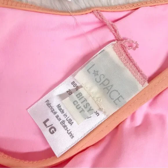 L*SPACE Tommy Pink Orange Cheeky String Bikini Bottom Teeny Size Large New‎ - Picture 7 of 11